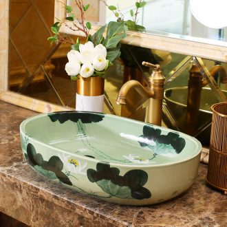Jingdezhen rain spring basin art ceramic table suits balcony water lavatory toilet oval sink