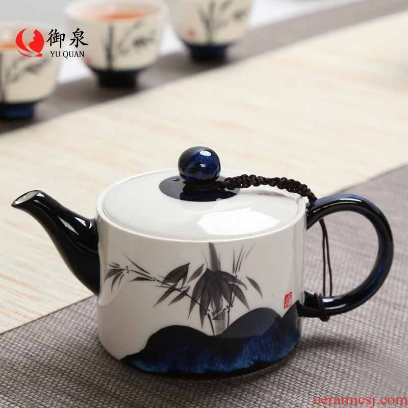 Imperial springs ceramic teapot single pot of kung fu tea set household pure manual variable MoZhu belt filter tea