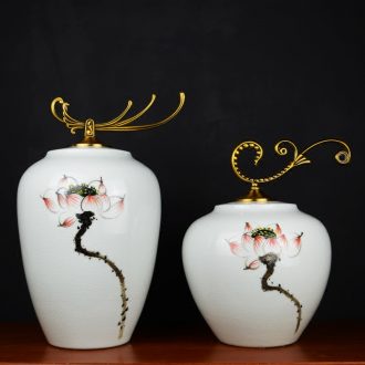 Jingdezhen ceramic pot Chinese hand-painted lotus sitting room between example creative household soft adornment handicraft furnishing articles