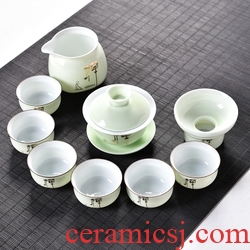 Gorgeous young coarse pottery large tea to wash the blue and white porcelain tea set writing brush washer accessories tea six gentleman's zero wash with a water jar