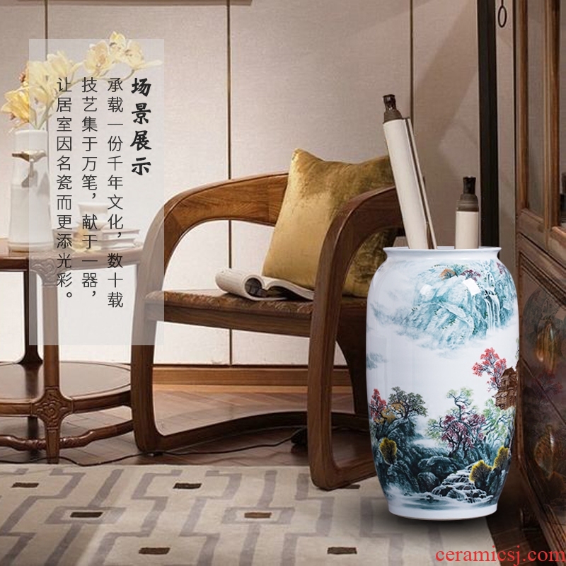 Jingdezhen ceramics famous master hand of large vases, mountain stream home sitting room adornment is placed