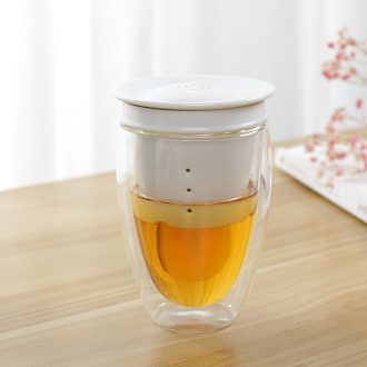 Thyme tang heat-resistant glass tea cup enamel-lined filter office personal cup double crack cup with cover