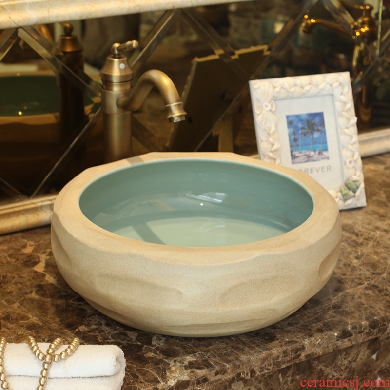 Jingdezhen ceramics by hand on the basin of art basin bathroom sinks upset the pool that wash a face carved the basin that wash a face