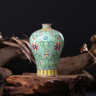 Jingdezhen ceramics imitation qing qianlong pastel green branch lines plum bottle home sitting room handicraft furnishing articles