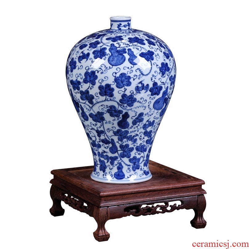 Nine Tibetan jingdezhen blue and white porcelain making handmade ceramic vase mei bottles of antique vase household adornment furnishing articles in the living room