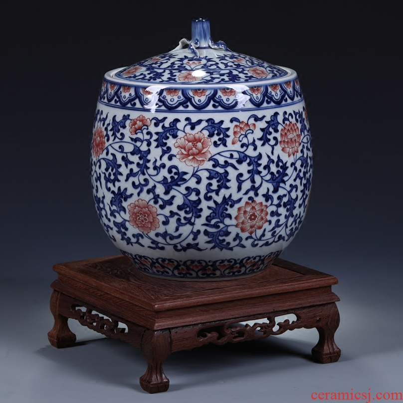 Blue and white youligong jingdezhen ceramics furnishing articles high-grade hand-painted archaize pot cover decoration art