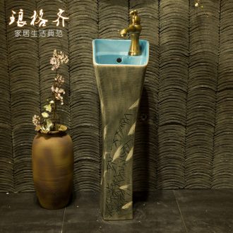 Koh larn, qi basin of pillar type lavatory ceramic column one-piece floor balcony sink toilet basin