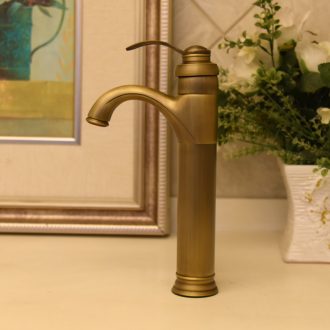 Jingdezhen JingYuXuan art basin fittings hot and cold tap vertical seated antique copper tap 6006