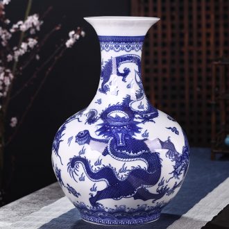 Blue and white porcelain of jingdezhen ceramics of large sitting room of Chinese style household furnishing articles of blue and white porcelain vases, flower arrangement furnishing articles