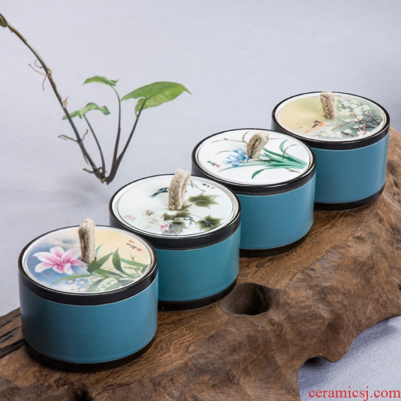 East west pot of small household receives pu-erh tea sealed cans portable tea urn small storage tanks of circular caddy ceramics