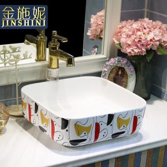 Gold cellnique jingdezhen stage basin ceramic art basin toilet lavabo square basin of abstract art