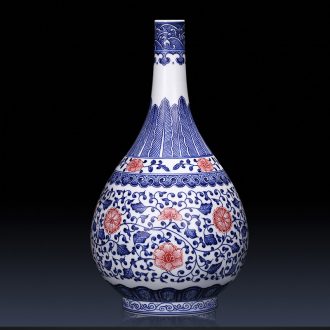 Jingdezhen ceramics creative manual imitation kangxi blue and white porcelain vases, new Chinese style sitting room adornment is placed