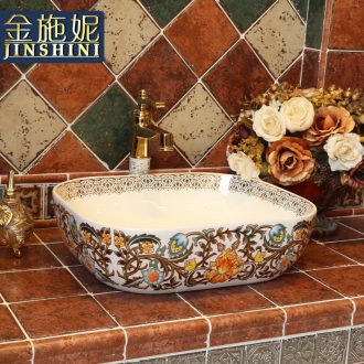 Gold cellnique jingdezhen ceramic lavabo that defend bath lavatory basin hand basin stage art rectangular center of the earth