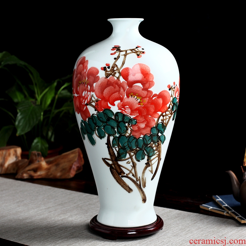 Jingdezhen handmade ceramic vase furnishing articles 041 hand-painted sitting room dry flower new Chinese style decoration decoration