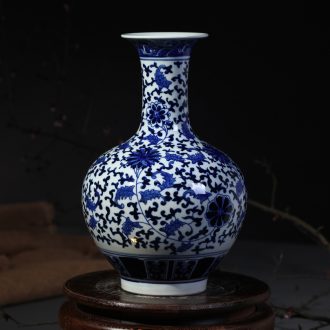 Jingdezhen ceramic vases, flower receptacle furnishing articles yongzheng antique blue and white porcelain bottle home fashionable sitting room adornment