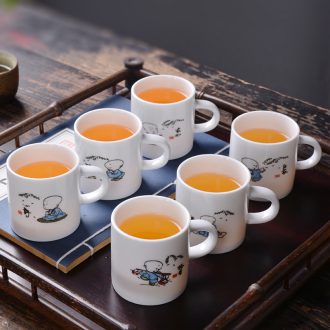 Prevent hot ceramic kung fu tea cups with small cup put 6 only blue and white tea sets of household mini masters cup