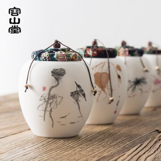 RongShan hall coarse pottery ceramic large black tea caddy puer tea box of small box seal pot cork