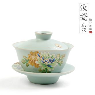 Stereoscopic parties spend tureen your kiln household kung fu tea set three cups to bowl of large-sized ceramic dielectric cup Japanese tea bowl