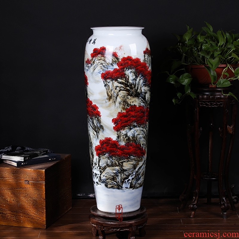 Hand-painted youligong landscape wax gourd bottle of jingdezhen ceramics Chinese style living room villa clubhouse interior furnishing articles arranging flowers