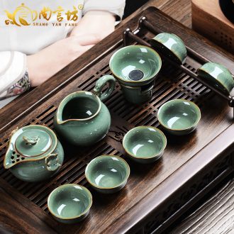 It still fang open the slice of a complete set of kung fu tureen hand grasp the teapot pot of celadon imitation song dynasty style typeface elder brother kiln ceramic tea set