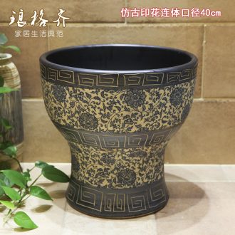 Koh larn, qi ceramic art basin mop mop pool ChiFangYuan one-piece mop pool diameter 40 cm archaize printing