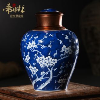 Jingdezhen ceramics antique hand-painted blue and white porcelain vase seal small caddy upscale gift decoration furnishing articles
