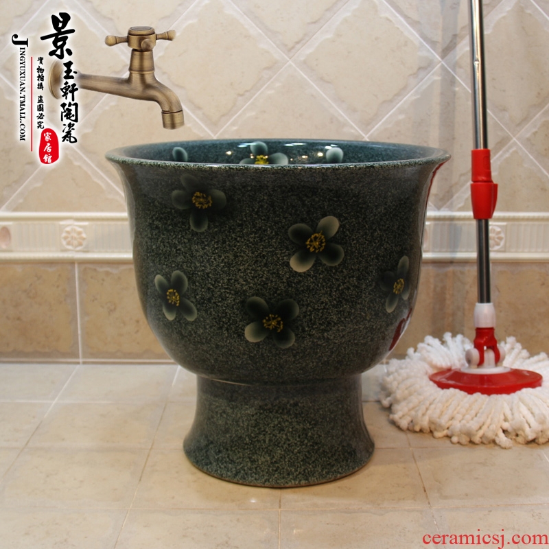 Jingdezhen ceramic glaze JingYuXuan blue flower pattern fission mop pool