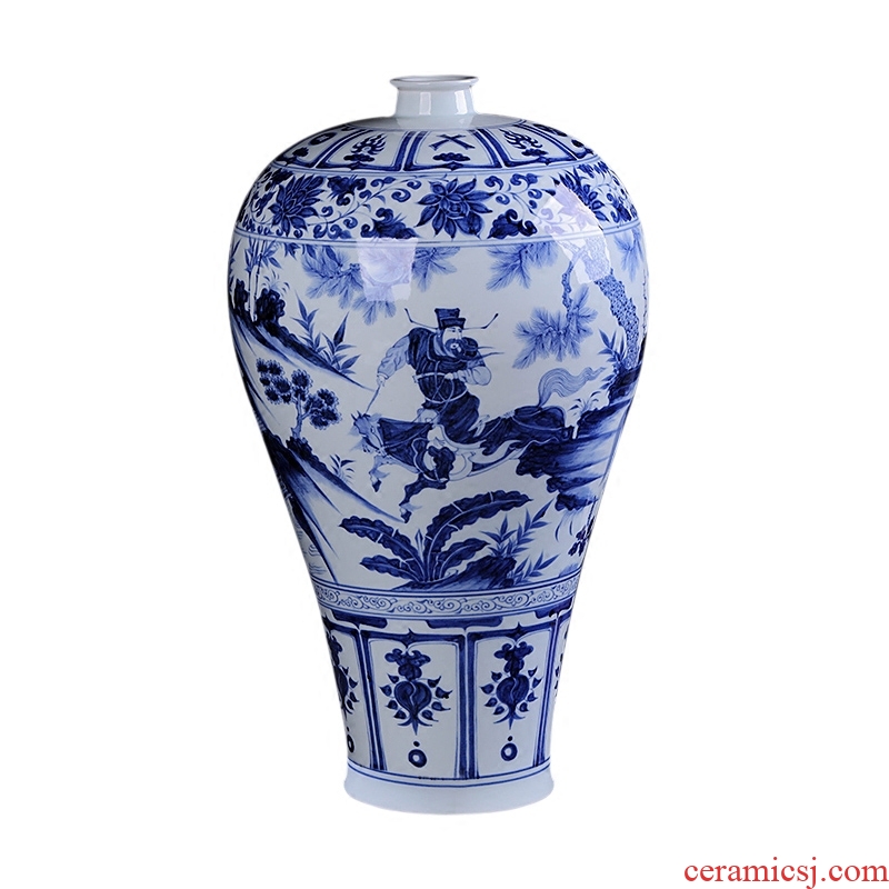 Nine Tibetan archaize yuan blue and white statue of product of jingdezhen ceramics hand-painted vases, Chinese style living room decoration handicraft furnishing articles