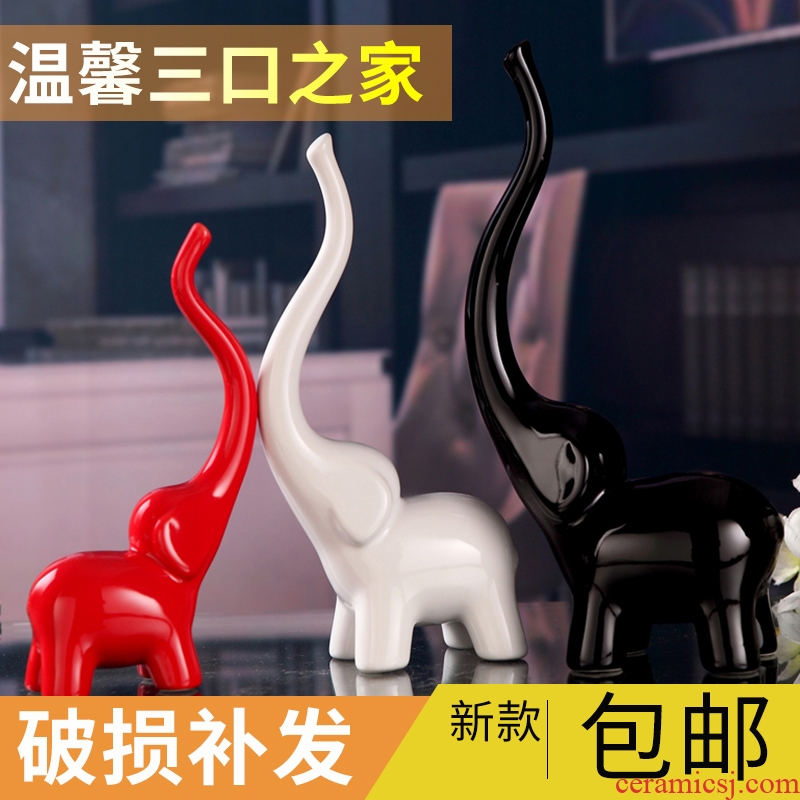 European ceramics elephant furnishing articles a family of three creative jingdezhen contracted and contemporary household act the role ofing is tasted small arts and crafts