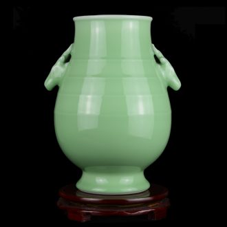 Jingdezhen ceramics vase furnishing articles sitting room celadon ears deer head statue of antique Chinese style porch home decoration