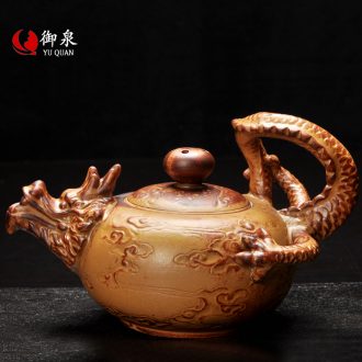 Imperial springs manual coarse pottery teapot kung fu tea set single pot of creative panlong pot of restoring ancient ways of household ceramic teapot