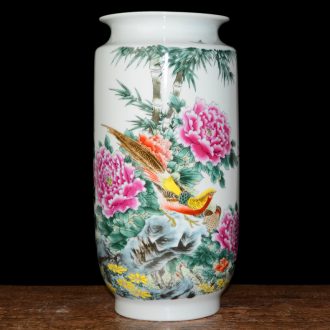 Jingdezhen ceramics vase peony pastel large Chinese style living room big flower arranging furnishing articles home decoration