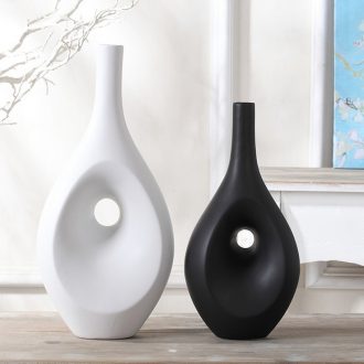 Simple black white vase furnishing articles sitting room TV ark flower arranging, jingdezhen ceramics european-style soft adornment
