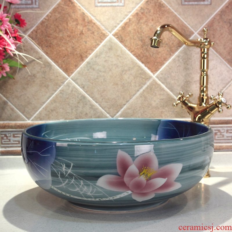 Jingdezhen ceramic lavatory basin basin art on the sink basin kiln glaze color lotus much money
