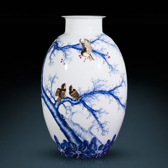 Blue and white porcelain of jingdezhen ceramics by hand draw large vases, high home sitting room adornment is placed gifts