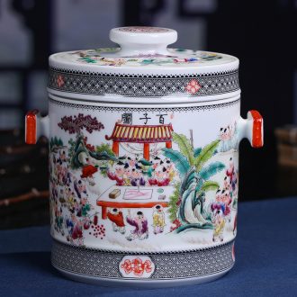 Jingdezhen ceramic hand-painted the ancient philosophers figure sealed POTS produces a large tea packaging household porcelain pot