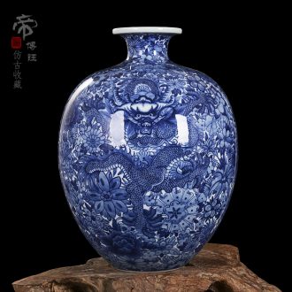Jingdezhen ceramics yongzheng style antique blue and white porcelain vases, antique collectibles household study pomegranate bottle furnishing articles