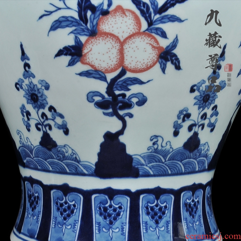 Blue and white porcelain of jingdezhen ceramics archaize youligong general jar with cover storage tank sitting room decoration crafts