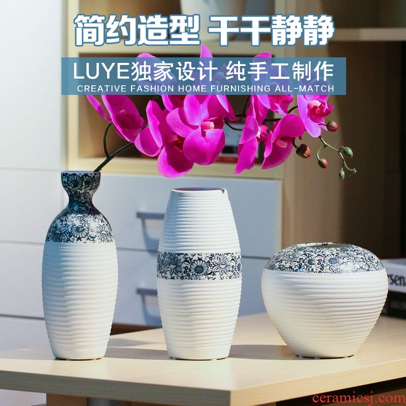 Retro ceramic white vase dry flower POTS sitting room decorate ceramic flower implement zen coarse pottery flower arranging furnishing articles