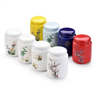 Gorgeous young chrysanthemum patterns ceramic pot of purple sand pot receives caddy tea boxes, tea boxes of tea boxes