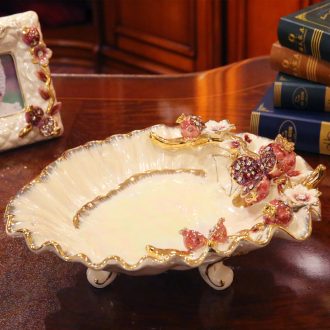 Flower fox European ceramic fruit bowl sitting room creative household adornment of large relief pomegranate fruit tray furnishing articles