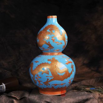 Jingdezhen ceramics archaize to the colour blue dragon home sitting room place gourd vases, modern arts and crafts