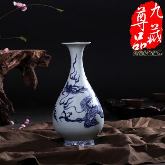 Jingdezhen ceramics imitation of yuan blue and white porcelain dragon okho spring bottle of flowers in the vase household decorative crafts