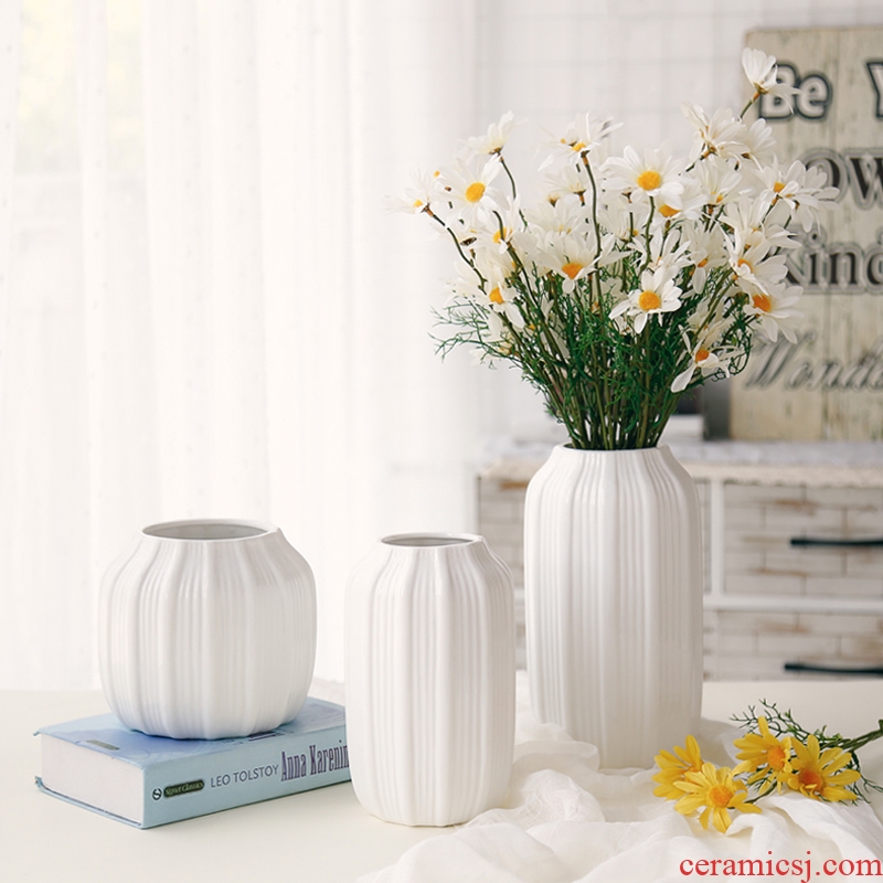 Ceramic creative fashion vase is contemporary and contracted white porcelain place to live in a home sitting room dry flower flower, flower arrangement