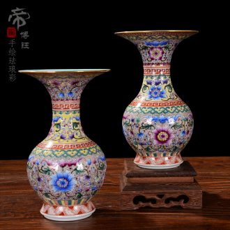Jingdezhen ceramic vases, flower implement furnishing articles of high-grade handmade antique colored enamel bottle home decoration antique furniture