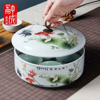 Melting honestly with cover ceramic kung fu tea tea tea wash tank accessories large boxes of tea caddy writing brush washer porcelain tea to wash
