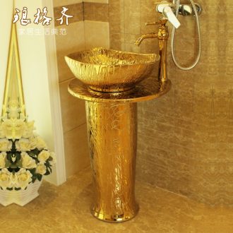 Koh larn, qi balcony column basin one-piece ceramic floor type lavatory toilet basin that wash a face to wash your hands