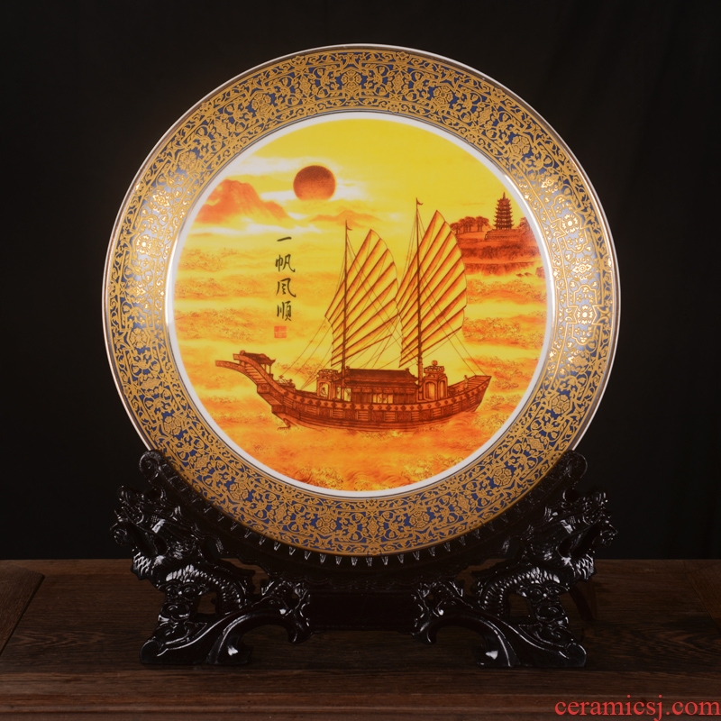 Jingdezhen chinaware paint smooth modern household adornment handicraft furnishing articles hang dish decoration plate