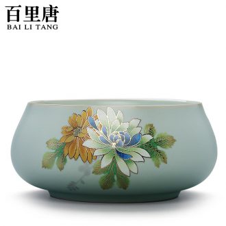 Thyme tang ceramic tea wash slicing your kiln elegant coagulation sweet Japanese cup washing large bowl washing writing brush washer on flowers