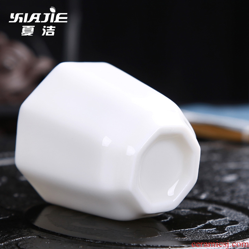 Four-walled yard suet jade small sample tea cup kung fu tea cups suit household ceramic masters cup bowl white porcelain